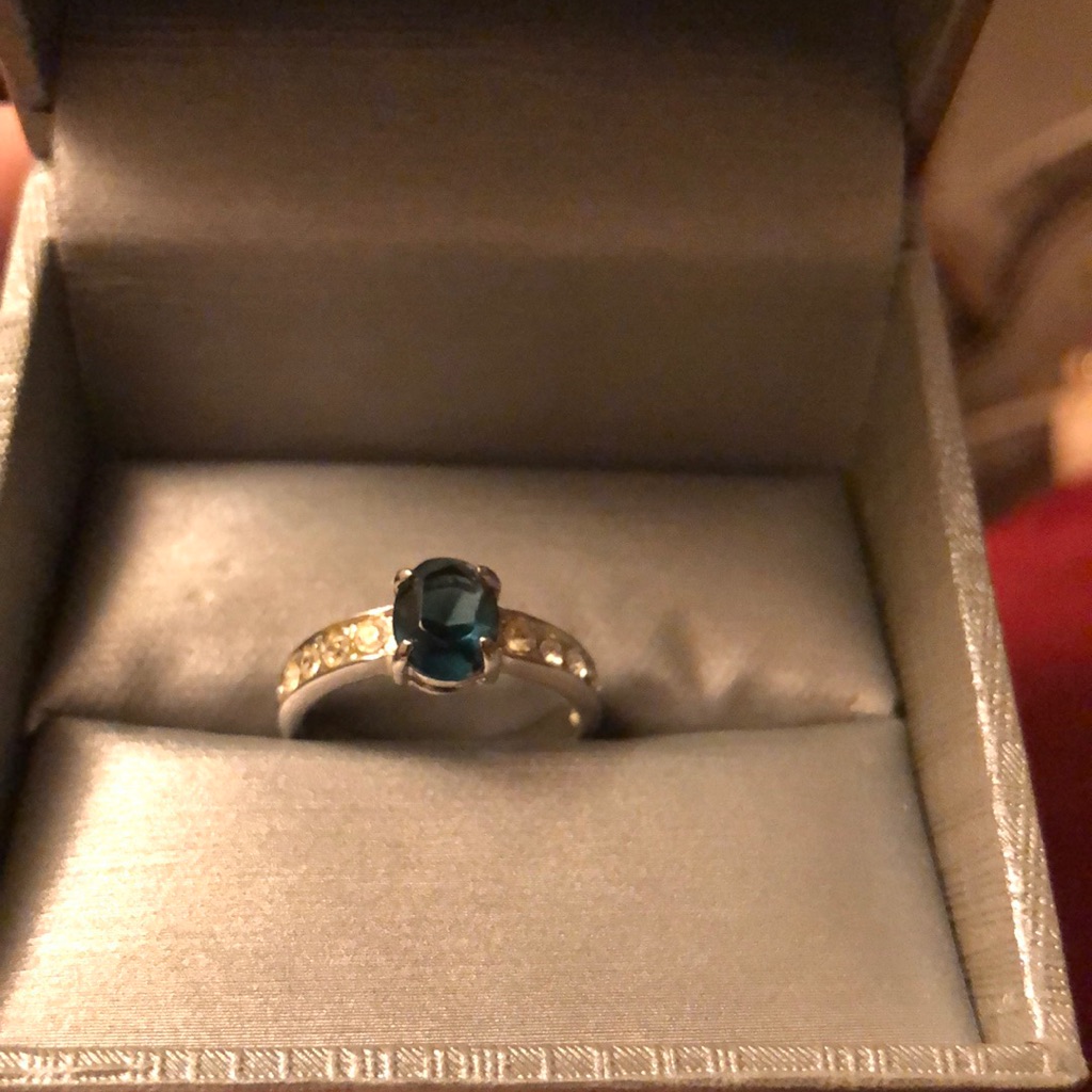 Blue And White Sapphire Ring Sz 6